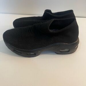 Black Knit Slip-On Sneakers